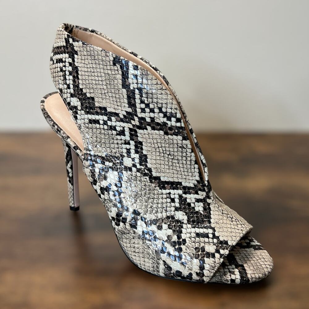 Jessica Simpson Javrey Shooties 7 Womens Snakeskin Peep Toe Stiletto Heels Boots